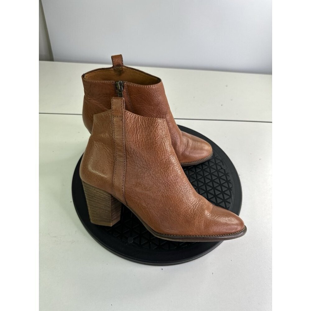 Madewell Brown Leather Zip Ankle Boots Women Size 6 Style 03822